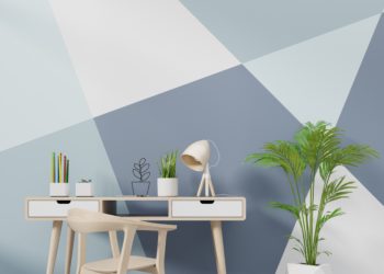 Modern desk and chair in the house