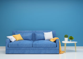 Blue sofa in the living room