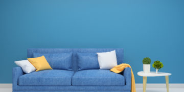 Blue sofa in the living room