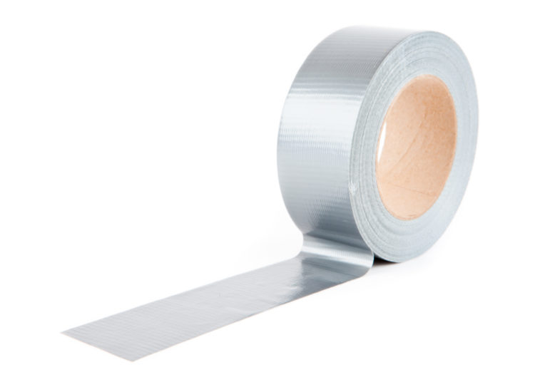 Duct tape roll of silver adhesive tape