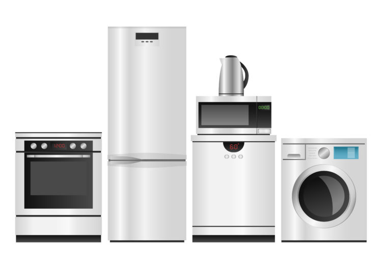 Household Appliances, Group of household appliances on a white background, Household Appliances, 3d Vector isolated and transportation illustration