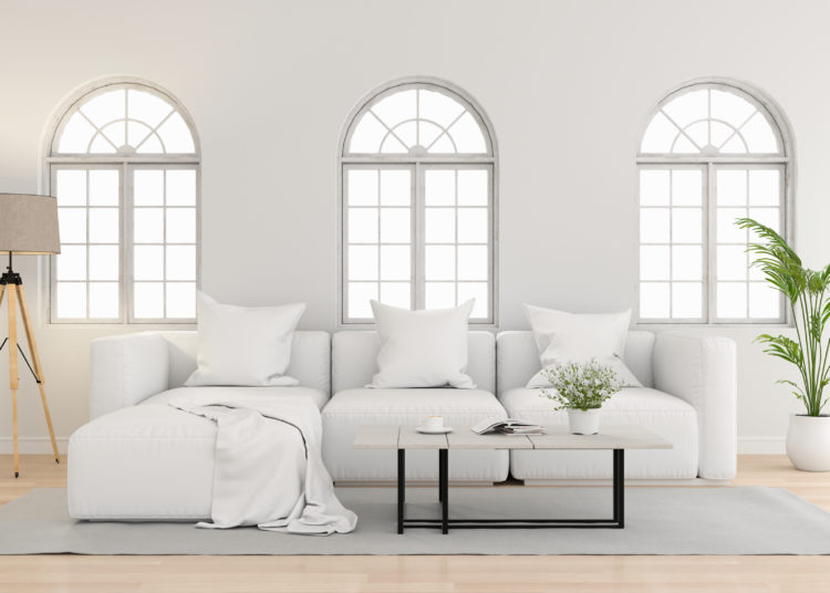 Victorian windows in the traditional living room