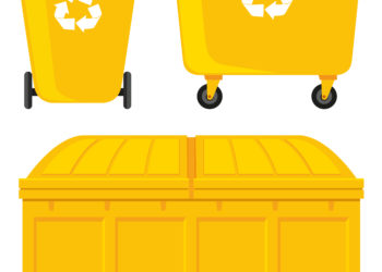 Trashcans in three different designs illustration
