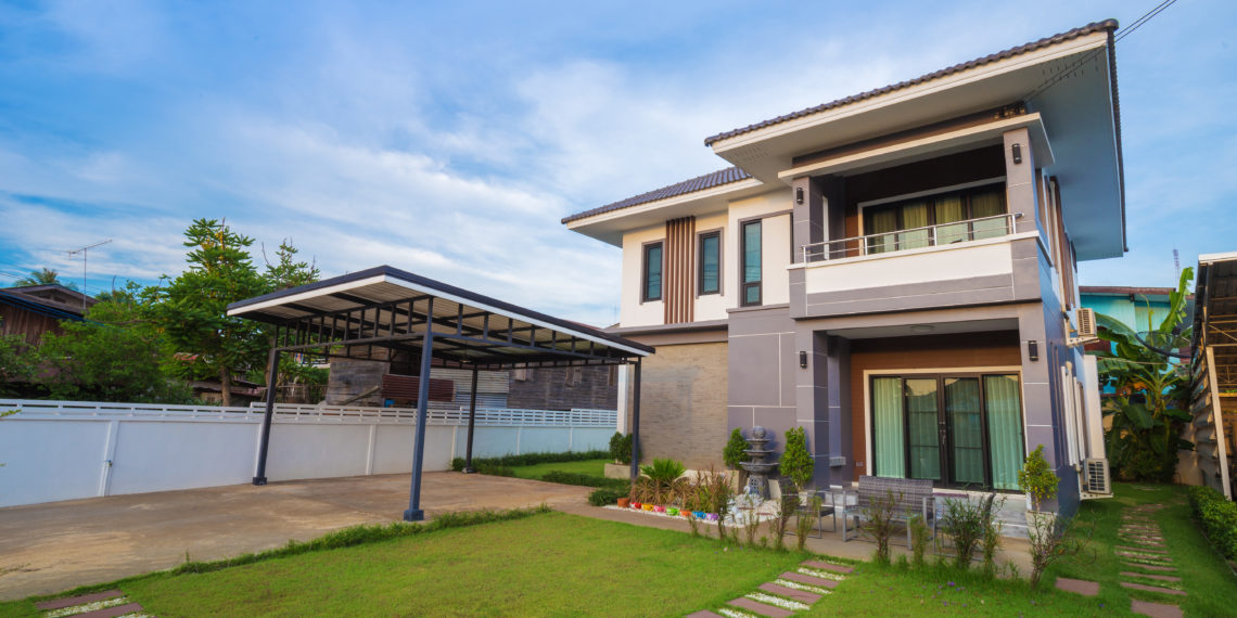 modern house with sky background
