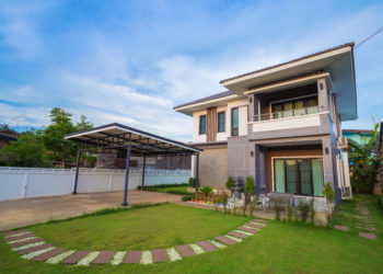 modern house with sky background