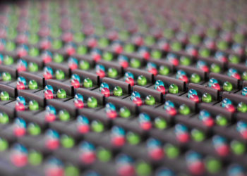 LED lamps in electronics. Background LED screen. Pattern LED screen.