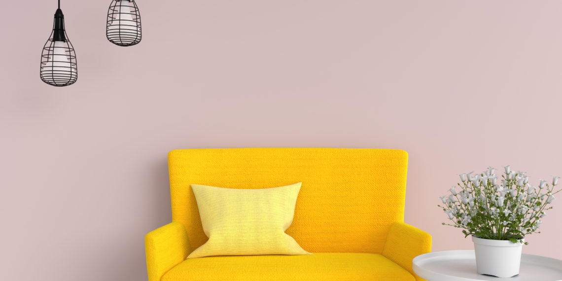 Modern yellow armchair in the living room