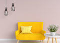 Modern yellow armchair in the living room