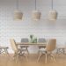 Modern dining room space with modern lamps
