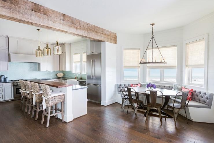 Banquet seating in modern kitchen space