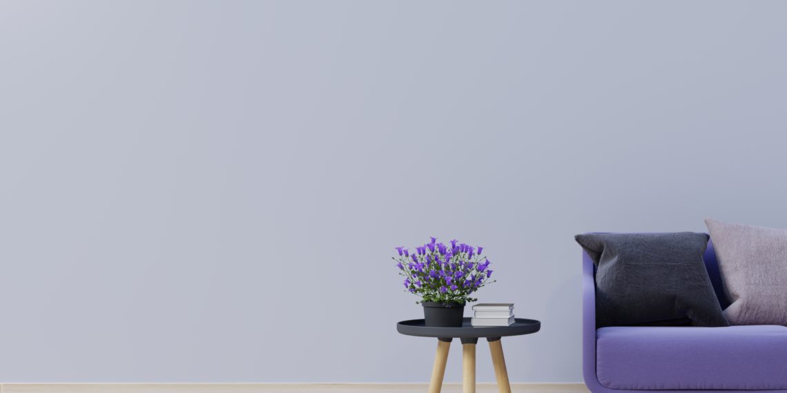 Living room with fresh flowers