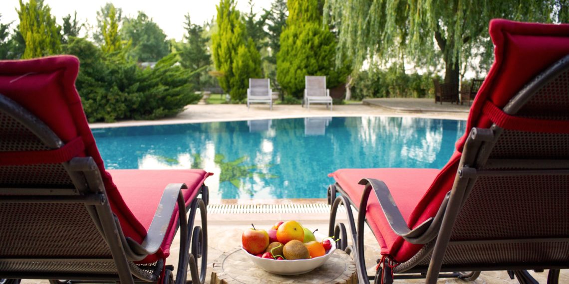 Swimming pool in the home garden
