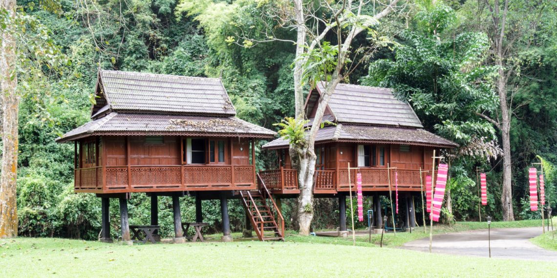 House Thailand style in forest on mountain.