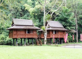 House Thailand style in forest on mountain.
