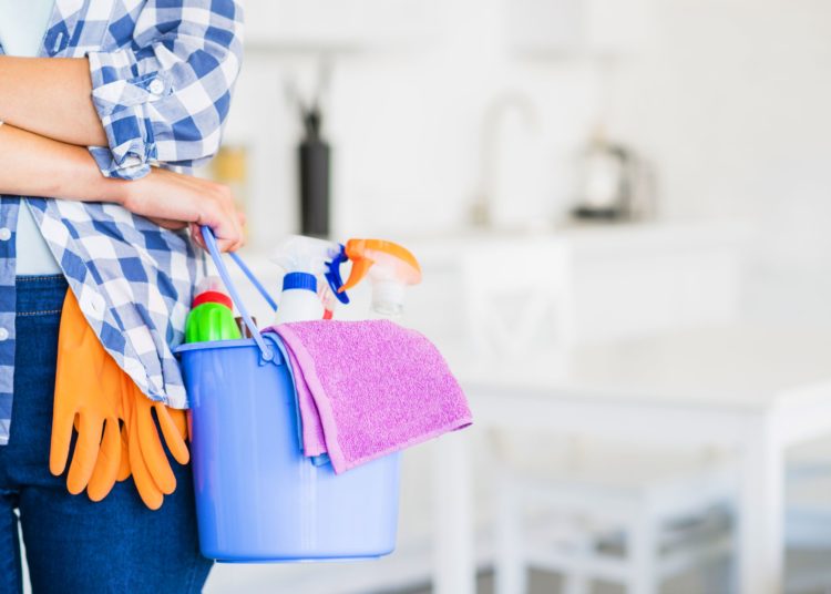 cleaning the house