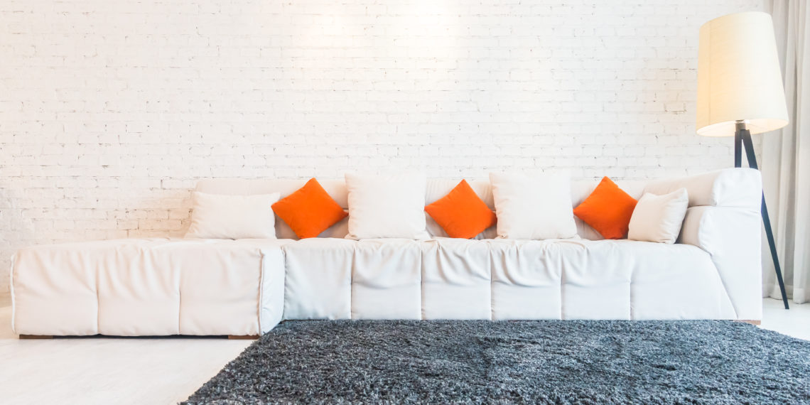 Pillow on white sofa decoration in living room interior