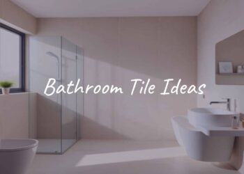 Modern bathroom tiles, sleek and stylish, neutral tones, clean and spacious, natural light, realistic.