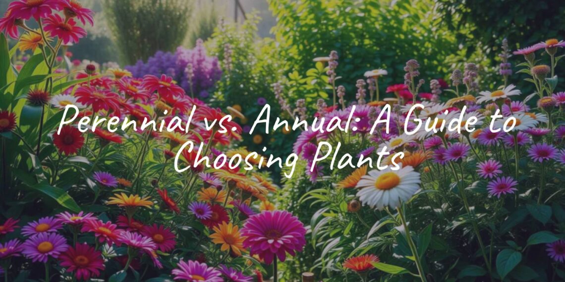 A vibrant garden with a mix of perennial and annual plants, colorful flowers, lush greenery, natural light, serene and inviting atmosphere, realistic.