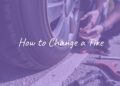 Close-up of hands changing a car tire on the roadside, spare tire and tools scattered around, realistic, daytime.