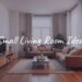 Cozy small living room with stylish furniture, warm lighting, neutral colors, and smart space arrangement, realistic.