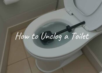 A clogged toilet with rising water, plunger nearby, realistic bathroom setting.