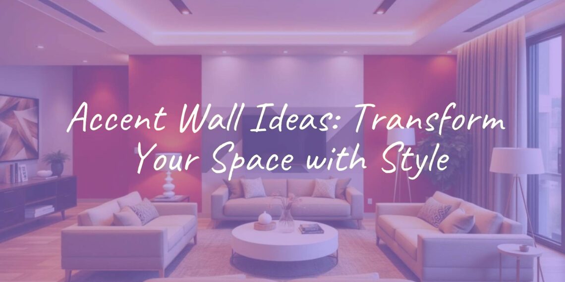 Modern living room with a bold accent wall, geometric patterned wallpaper, warm lighting, stylish furniture, cozy and inviting atmosphere, realistic.