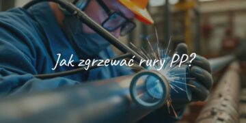A worker welding PP pipes, close-up of heated pipe ends, industrial setting, realistic.