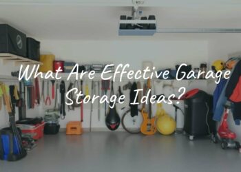 Neat garage with wall-mounted storage, organized tools and sports gear, clear floor space for a car, bright and tidy, realistic.
