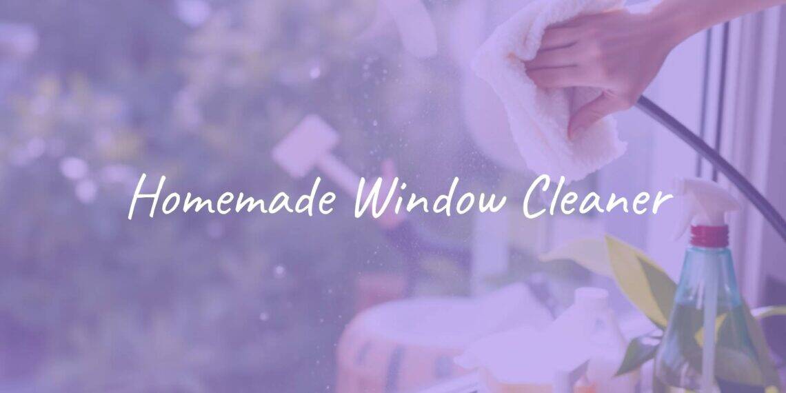 A clear glass window being wiped with a homemade cleaner, showing a streak-free shine, natural ingredients like vinegar and baking soda nearby, bright and clean atmosphere.