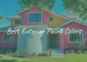 A beautifully painted modern house, vibrant exterior colors, sunny day, pristine landscaping, realistic.
