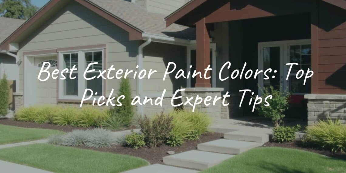 Modern home exterior with fresh sage green and deep chocolate brown paint colors, well-maintained landscaping, sunny day, inviting atmosphere, realistic.