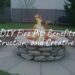 DIY fire pit in a backyard, stacked stone construction, warm glowing fire, cozy outdoor setting, realistic.