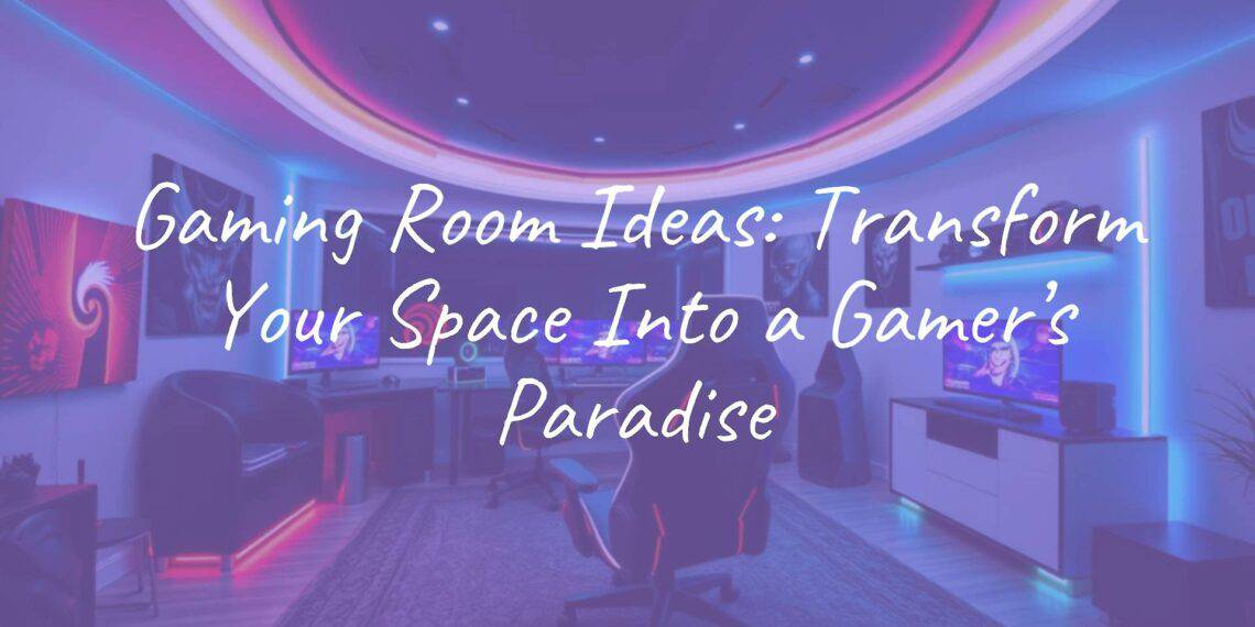 Modern gaming room setup with LED lighting, high-end PC, comfortable gaming chair, and stylish decor, neon accents, futuristic vibe.