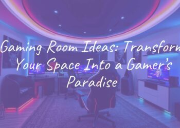 Modern gaming room setup with LED lighting, high-end PC, comfortable gaming chair, and stylish decor, neon accents, futuristic vibe.